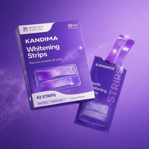 KANDIMA V34 purple whitening strips floating product shot
